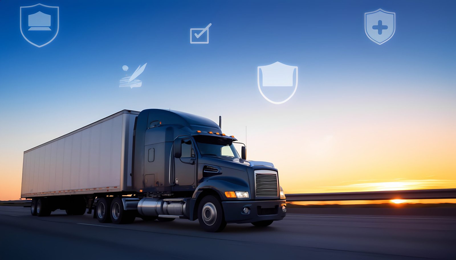 Trucking business insurance – semi-truck with insurance documents